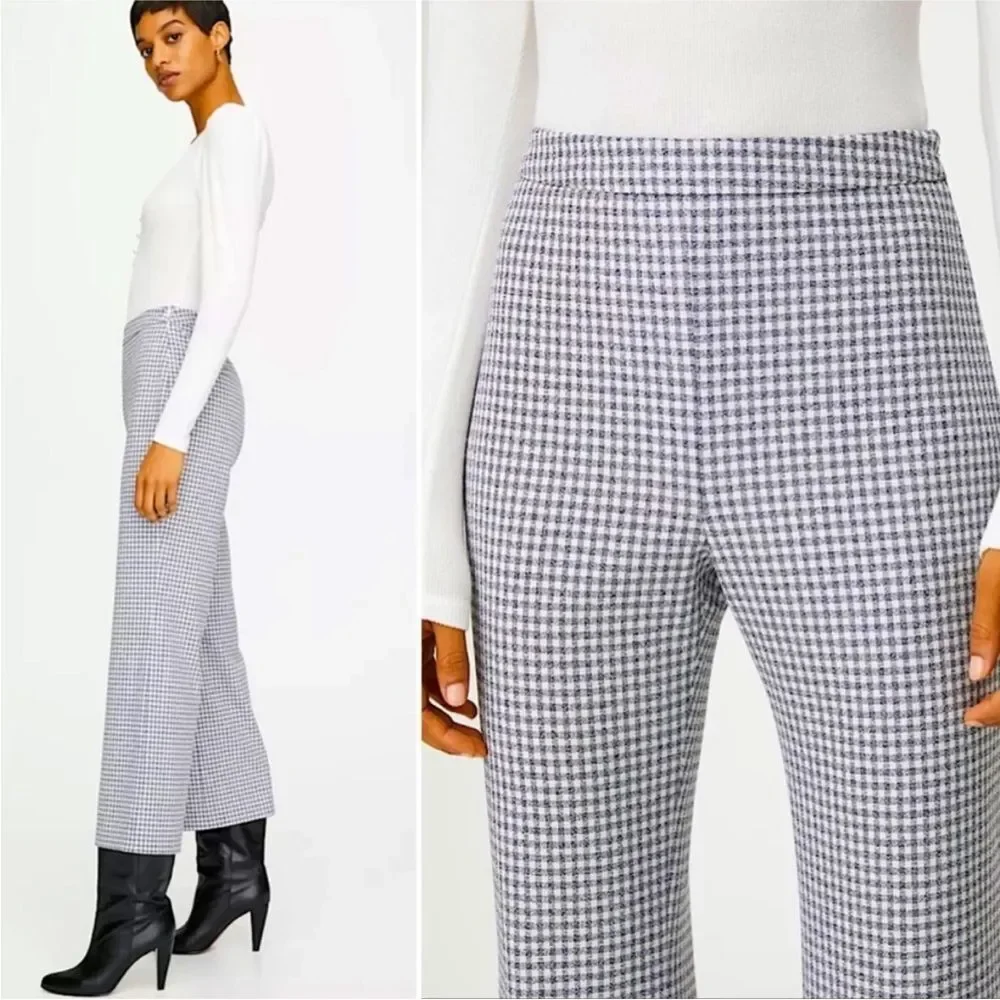Wilfred Aritzia Gingham Kick Flare Pants High Rise Cropped Size Small - Picture 1 of 11